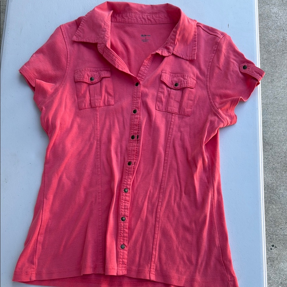 Style & Co. Coral Button-Down Shirt for Women